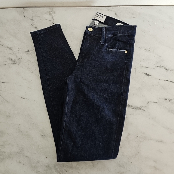 Frame Denim Le Skinny De Jeanne Crop Blue Jeans 25 Preowned - Picture 3 of 8